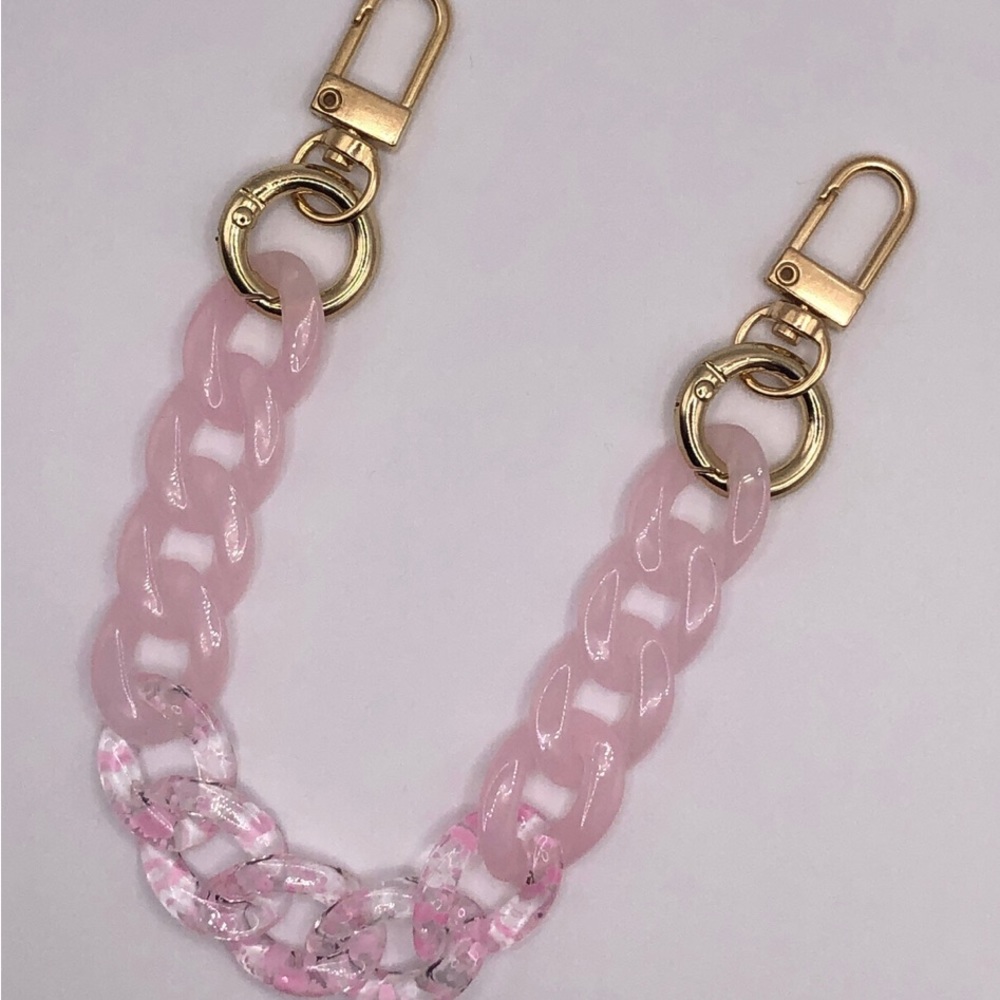 Chunky chain link wristlet strap for wallets, key holders, or SLGs pink